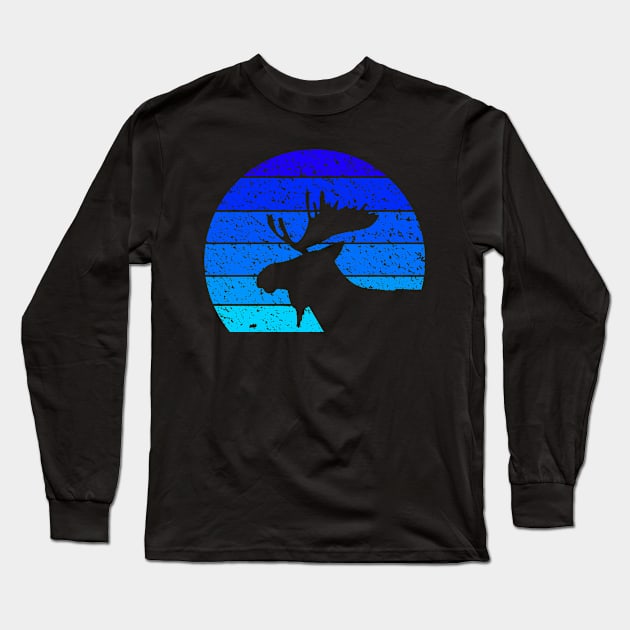 Vintage Moose Silhouette retro design Long Sleeve T-Shirt by eliteshirtsandmore